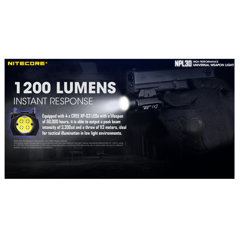 Φακός Led NPL30 με Μπαταρία CR123 για Πιστ. της Nitecore VAS52998 trazeras|VAS63846
