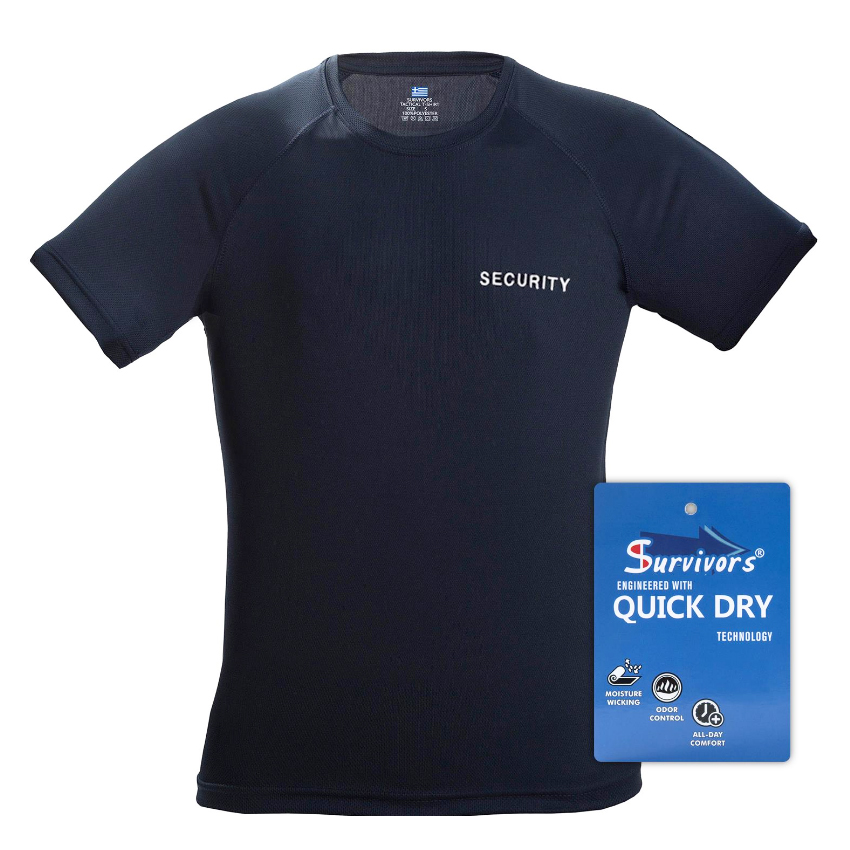 Κοντομάνικη Μπλούζα Τ-Shirt Security Quick Dry και Υπερμεγέθη (Μπλε) της Survivors SUR66936 trazeras|SUR66936