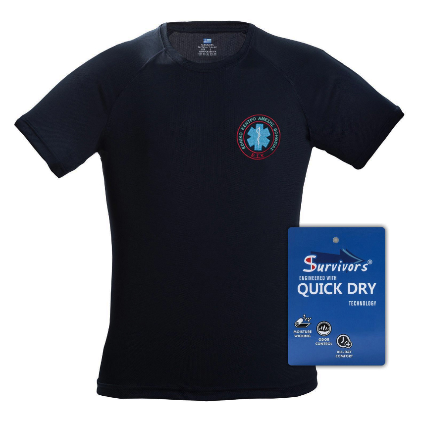 Κοντομάνικη Μπλούζα Τ-Shirt ΕΚΑΒ Quick Dry και Υπερμεγέθη (Μαύρο) της Survivors SUR66940 trazeras|SUR66940