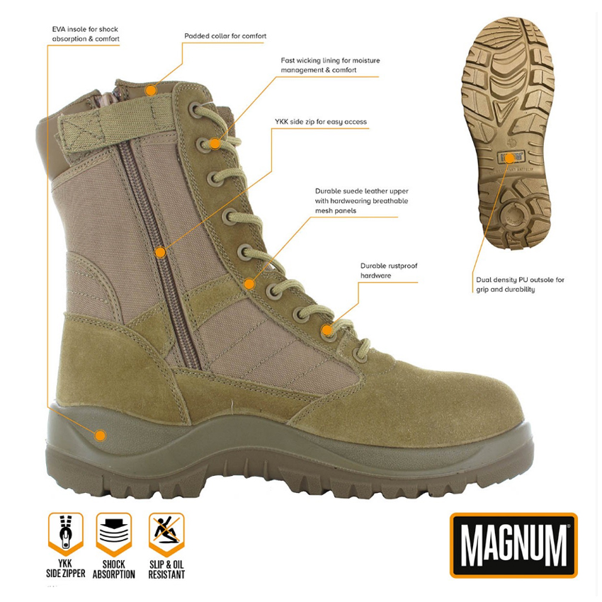 Άρβυλα Centurion 8.0 SZ με Φερμουάρ, High 8'' (Coyote) της Magnum MAX71433 trazeras|MAX71433