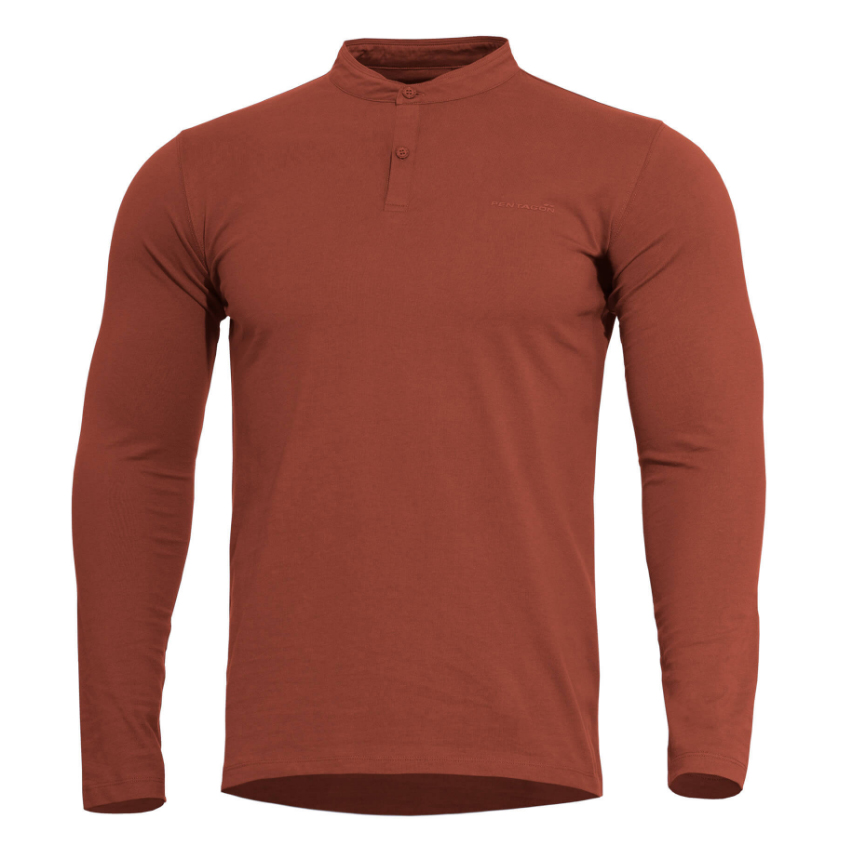 Μπλουζάκι Romeo Henley 2.0 Long Shirt (Maroon Red) της Pentagon PEN71468 trazeras|PEN71468