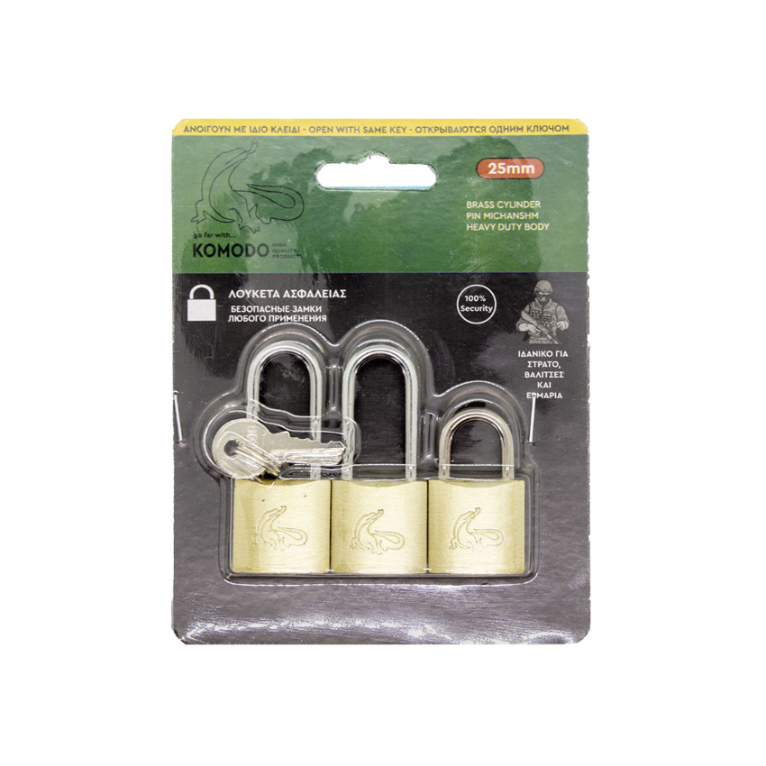 Σετ Τριών Λουκέτων 25mm της Komodo KRE73395 trazeras|KRE73395