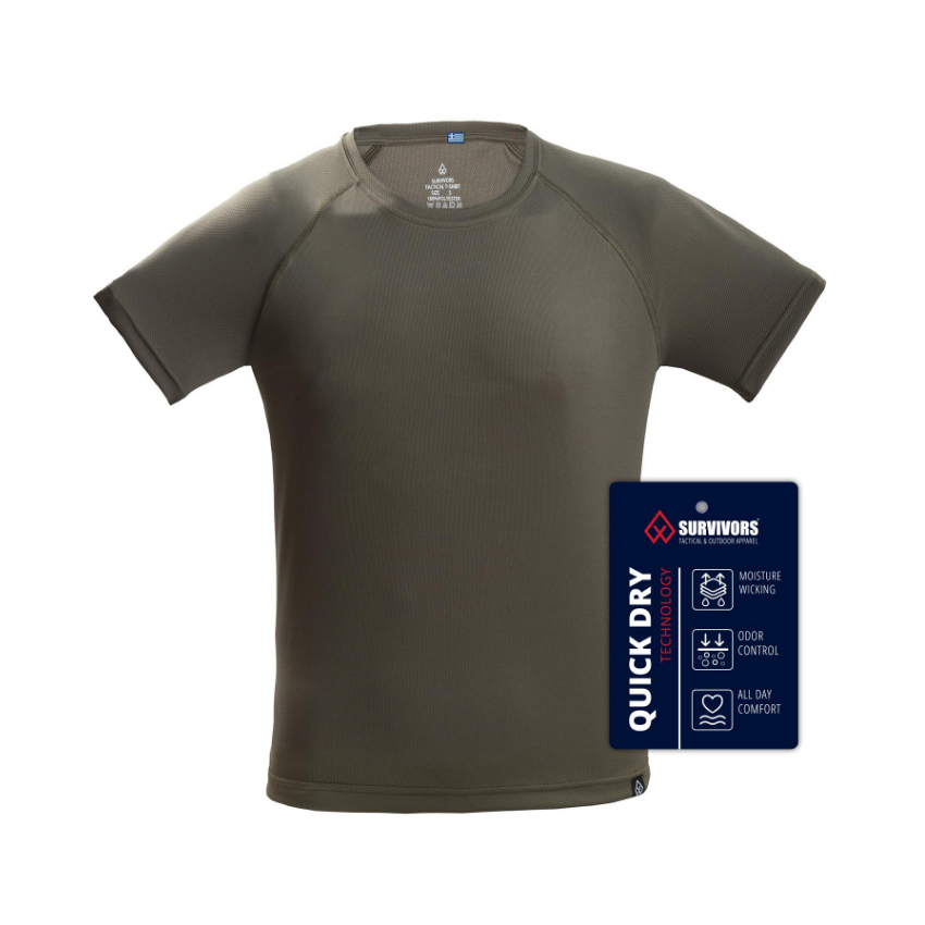 Κοντομάνικη Μπλούζα Τ-Shirt Quick Dry και Υπερμεγέθη (Olive) της Survivors SUR75217 trazeras|SUR75217