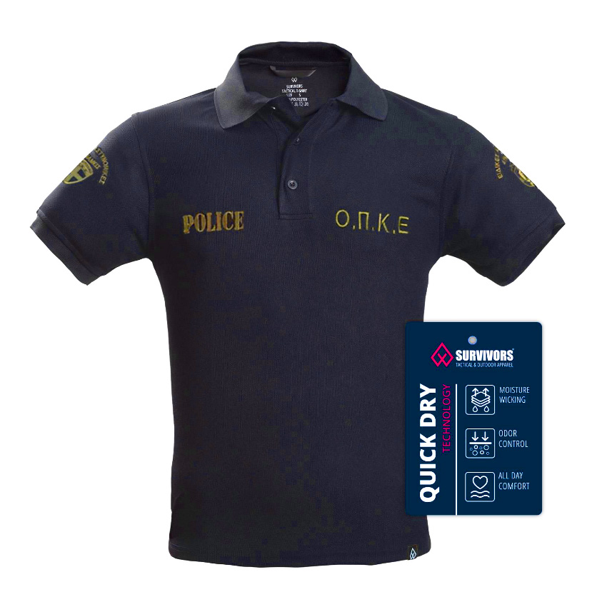Κοντομάνικη Μπλούζα Ο.Π.Κ.Ε. Police Polo Quick Dry (Navy) της Survivors SUR78781 trazeras|SUR78781