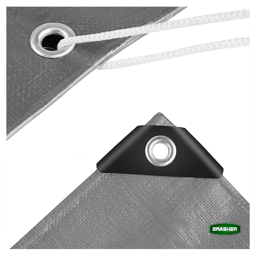 Αδιάβροχος Μουσαμάς - Τέντα με Κρίκους 190 gr/m2, Γκρι (12 Μεγέθη) με Δώρα Tire Ups της Grasher STB85179 trazeras|STB85179