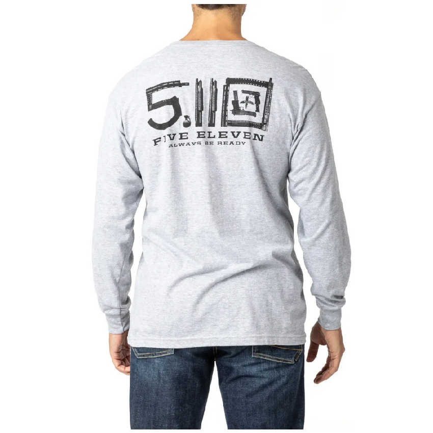 Κοντομάνικη Μπλούζα Locked And Logoed Long Sleeve Tee (Heather Gray) της 5.11 Tactical FIV63860 trazeras|FIV63860
