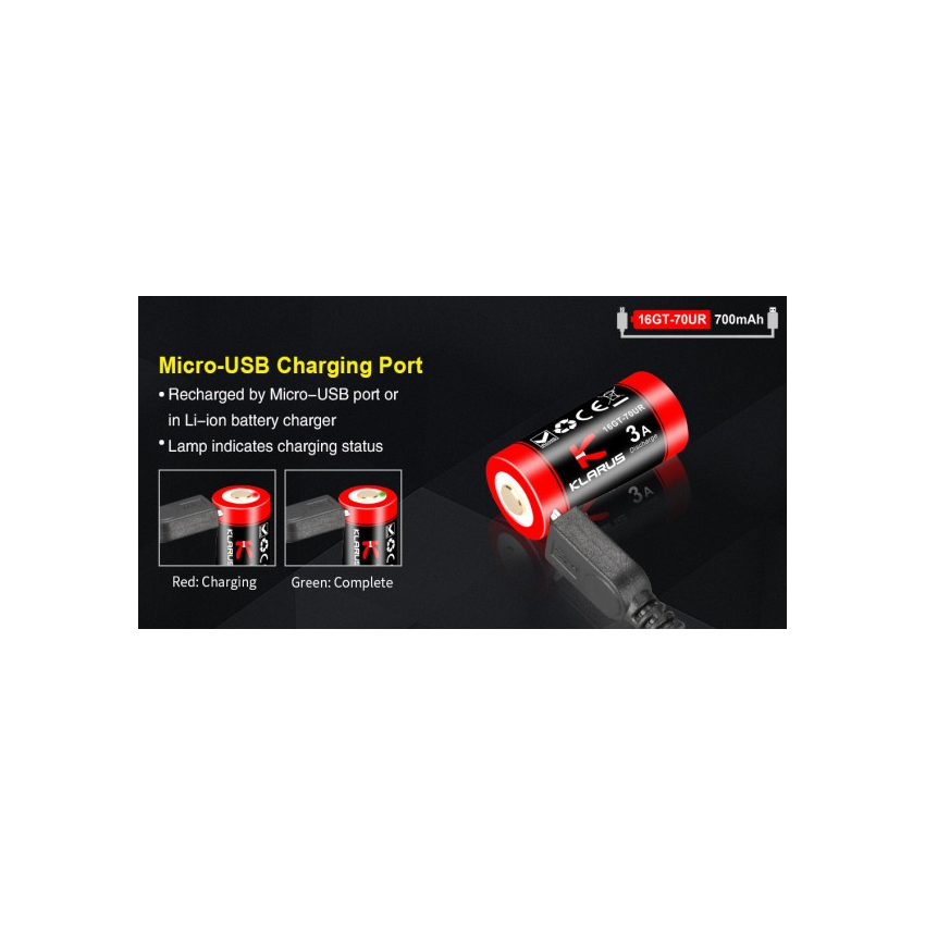 Μπαταρία 16GT-70UR (700mAh) της Klarus GOR66041 trazeras|GOR66041