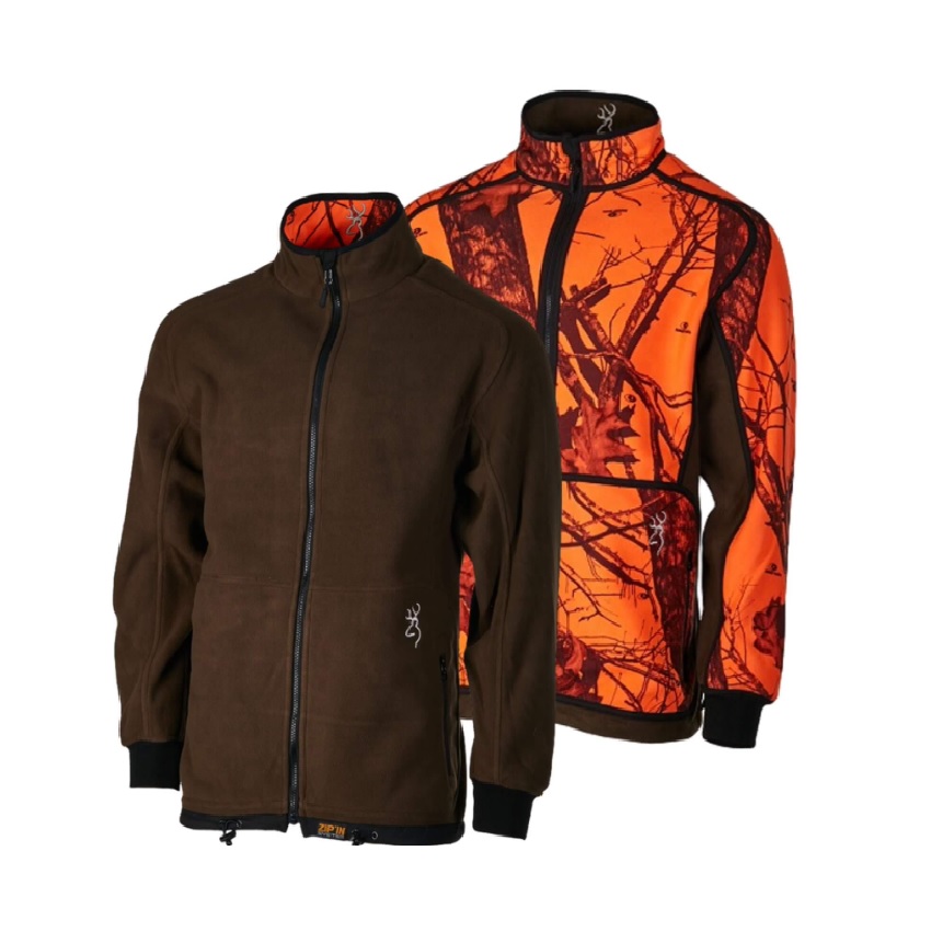 Ζακέτα Διπλής 'Οψης Powerfleece (Χακί/Πορτοκαλί Παραλλαγή) της Browning AKA67102 trazeras|AKA67102