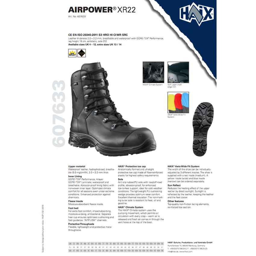 Άρβυλα Ασφαλείας Airpower XR22 S3 GTX, High 8'' (Black) της Haix HAI33912 trazeras|HAI33912