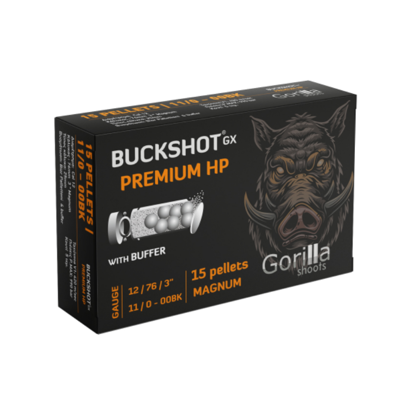 15-Βολα Φυσίγγια Magnum Buckshot GX Premium HP με Buffer της Gorilla GOR51624 trazeras|GOR51624
