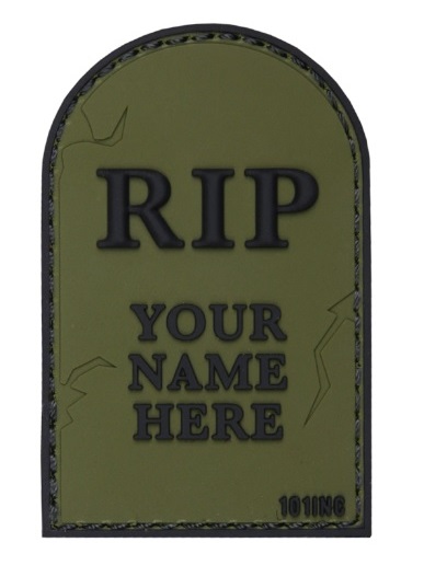 Σήμα PVC, RIP (Rest In Peace), 3D με Velcro της Van Os VAN37844 trazeras|VAN37844
