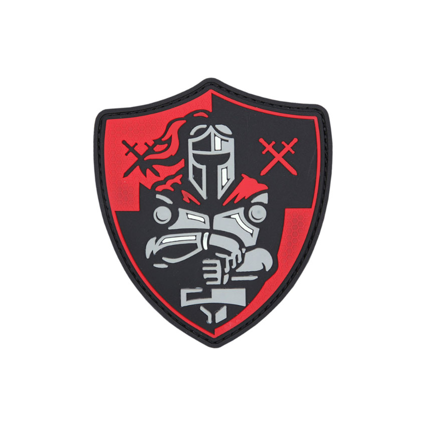 Σήμα PVC Knight Shield, 3D με Velcro (Μαύρο με Κόκκινο) της 101 INC, VAN44852 trazeras|VAN44852