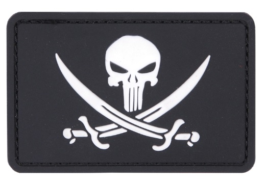 Σήμα PVC, Punisher Pirate, 3D με Velcro (Λευκό/Μαύρο) της Van Os VAN37846 trazeras|VAN37846