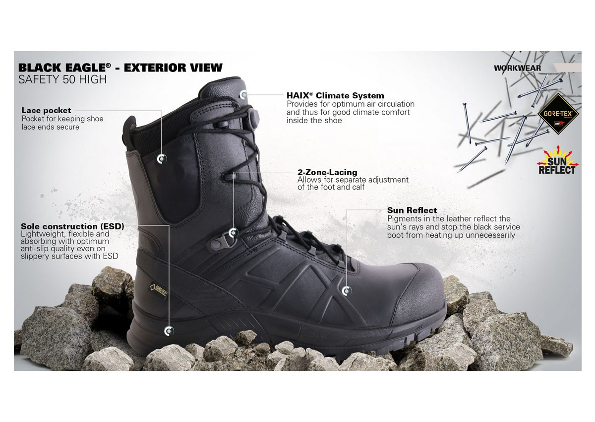 Άρβυλα Ασφαλείας Safety 50 High GTX, High 8'' (Black) της Haix HAI26963 trazeras|HAI26963