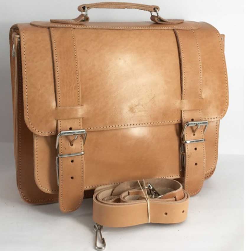 Δερμάτινη Σχολική Τσάντα Unisex Mod.532 (Φυσικό) της Kouros KOU50901 trazeras|KOU50901