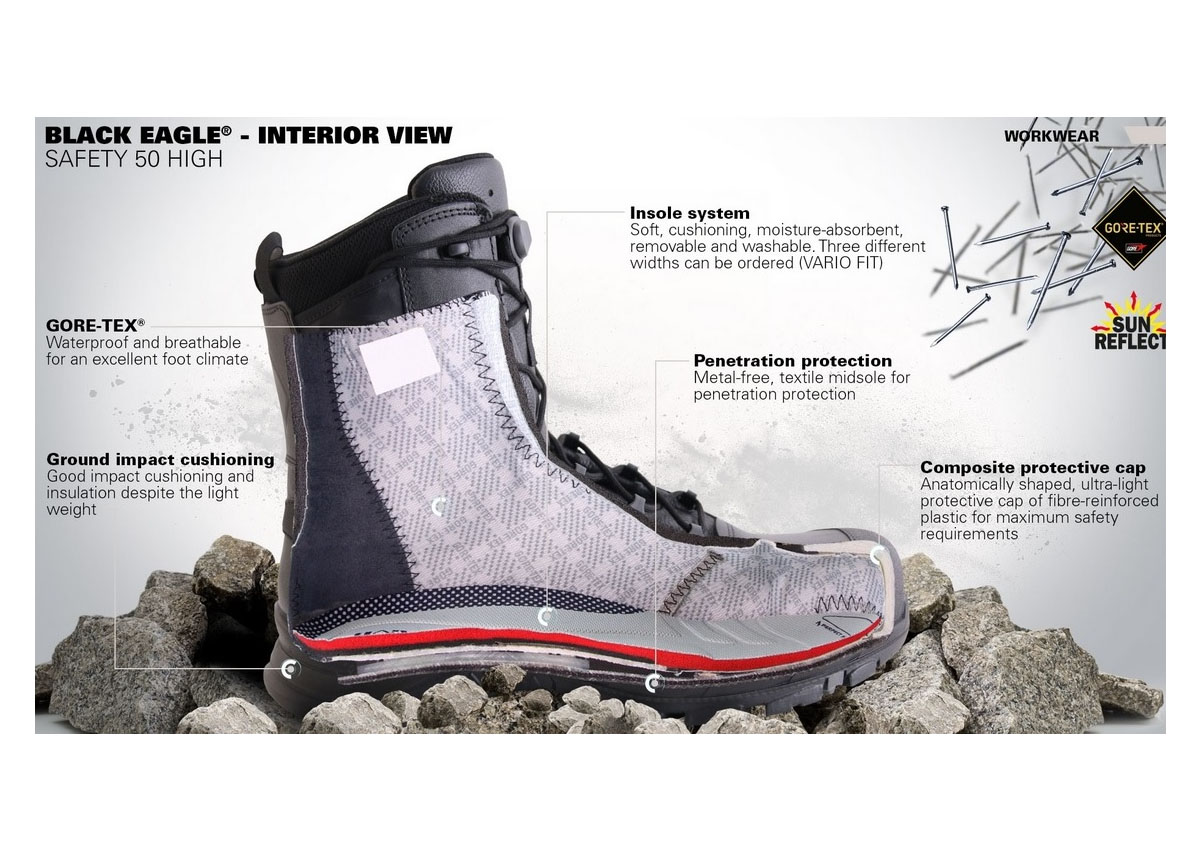 Άρβυλα Ασφαλείας Safety 50 High GTX, High 8'' (Black) της Haix HAI26963 trazeras|HAI26963