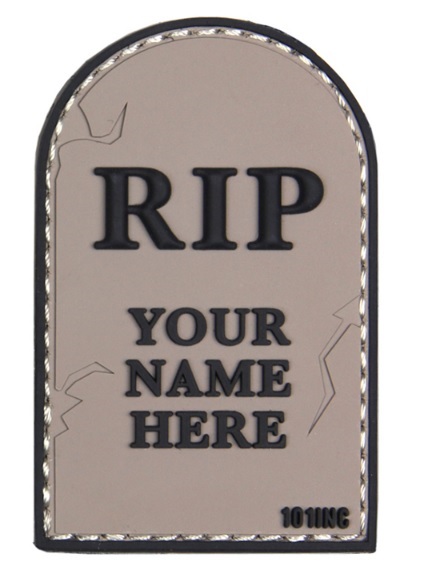Σήμα PVC, RIP, 3D με Velcro (Γκρι) της 101INC VAN43900 trazeras|VAN43900