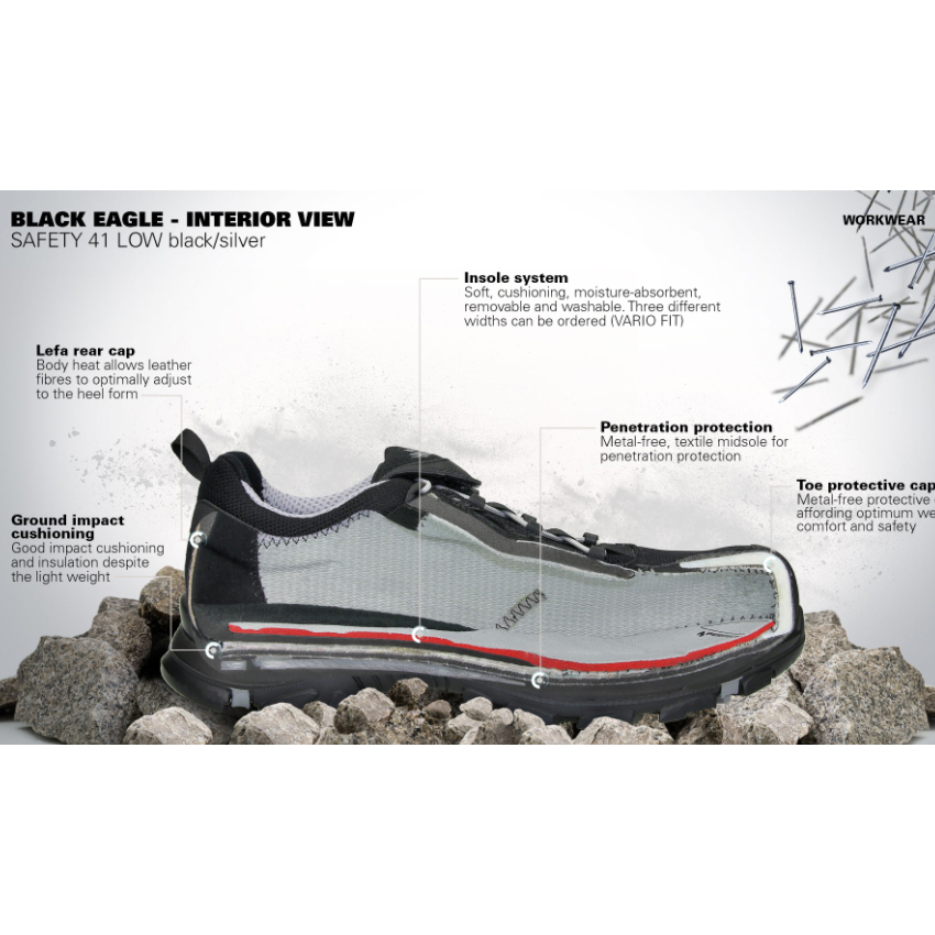 Υποδήματα Ασφαλείας Gore-Tex Safety 41, S1P SRC, Low 3'' (Black/Silver) της Haix HAI33918 trazeras|HAI33918