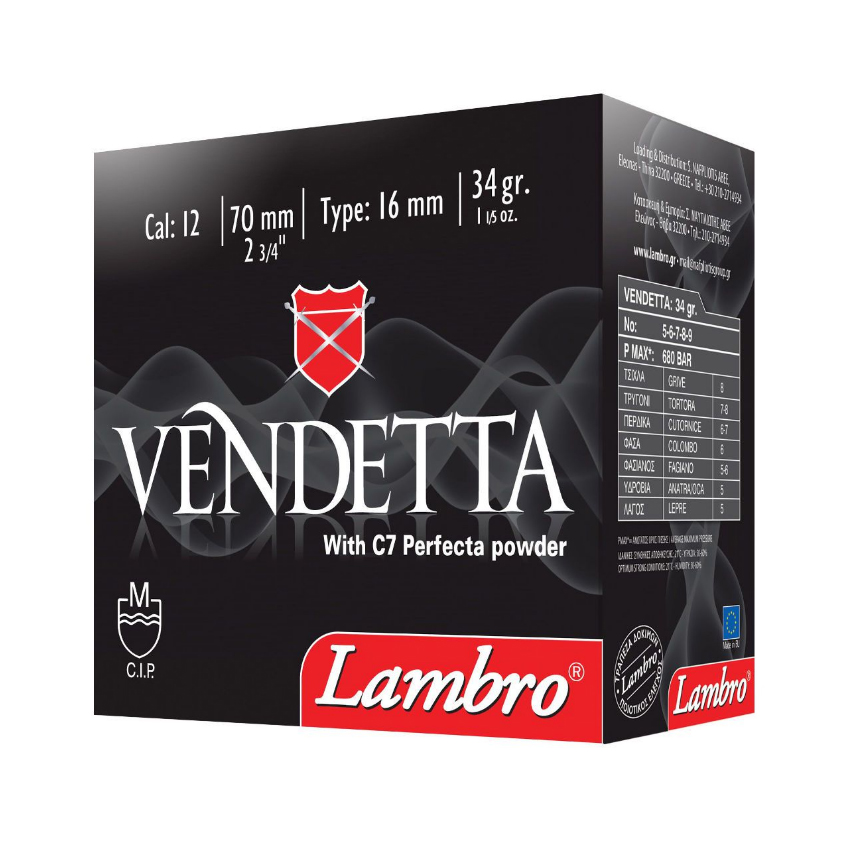 Φυσίγγια 34g Vendetta 12/70 της Lambro LAM13715 trazeras|LAM13715