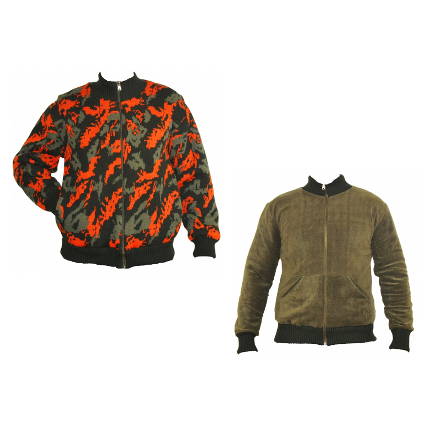 Ζακέτα Διπλής Όψεως Double Face με Επένδυση Fleece (Πορτοκαλί Παραλλαγή / Χακί) της Cotonlaine COT57521 trazeras|COT57521
