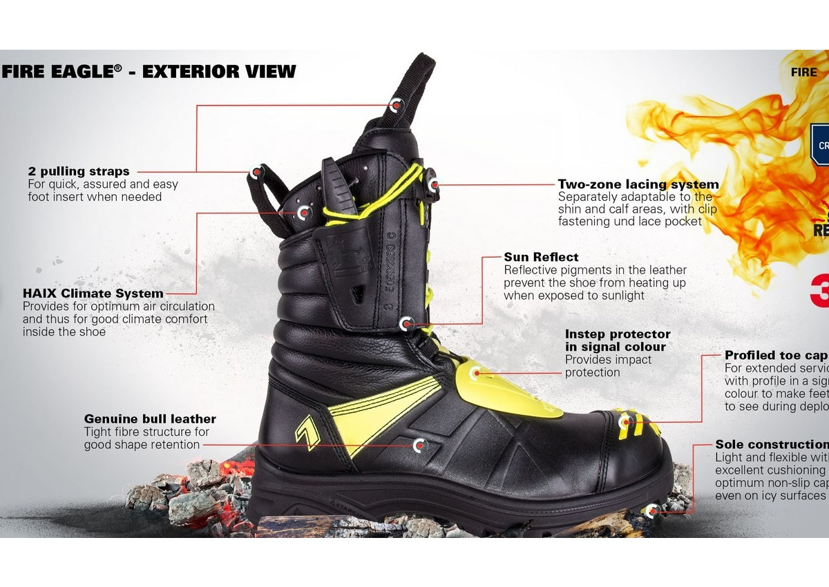 Μπότες Πυρόσβεσης Fire Eagle, High 9'' (Black/Yellow) της Haix HAI27056 trazeras|HAI27056