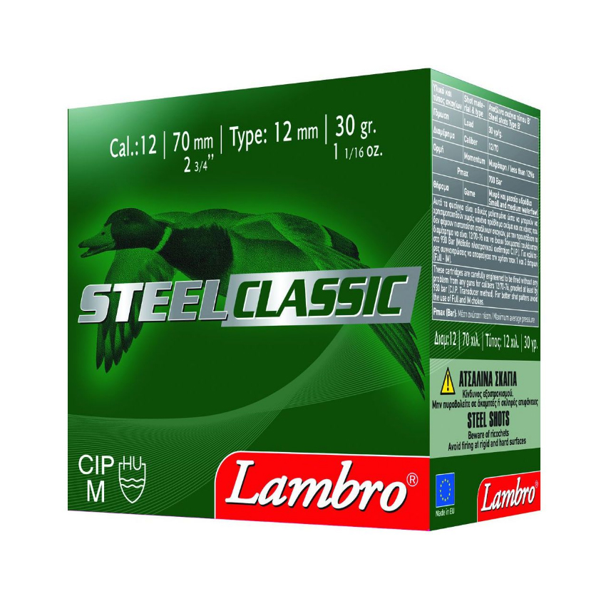 Φυσίγγια 30g Classic Steel 12/70, Ατσάλινα της Lambro LAM13736 trazeras|LAM13736