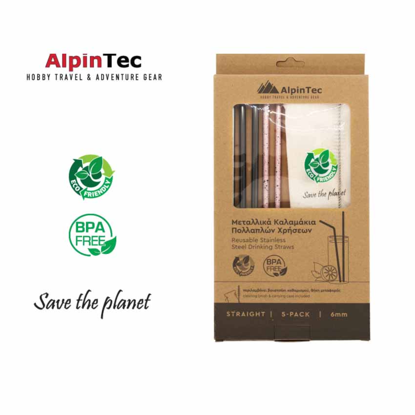 Καλαμάκια Οικολογικά Ίσια 6mm (5 Τεμάχια) της Alpin Tech KREO52506 trazeras|REO52506