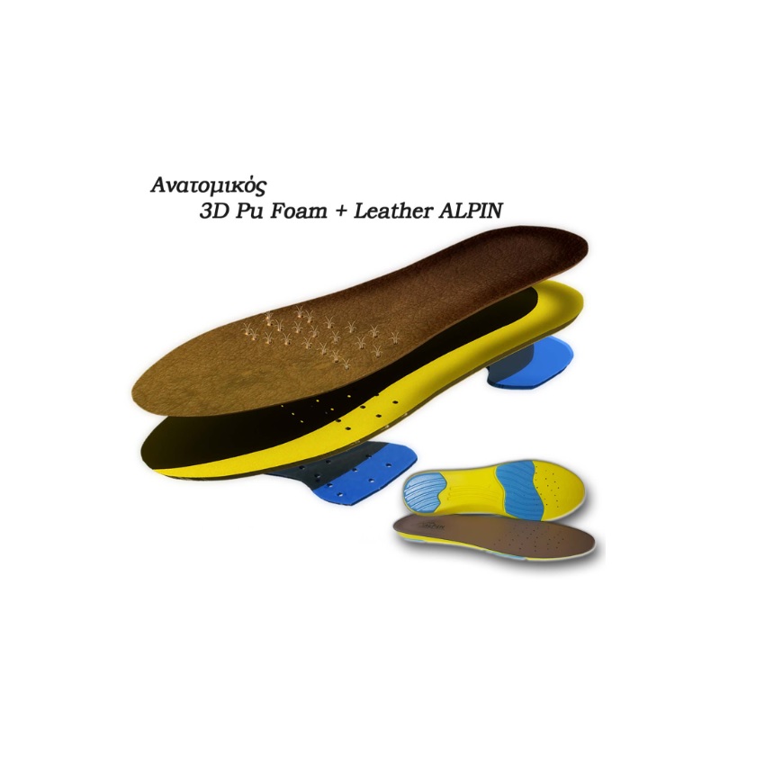 Ανατομικοί Πάτοι Pu Foam + Leather 3D της Alpin ANT59805 trazeras|ANT59805