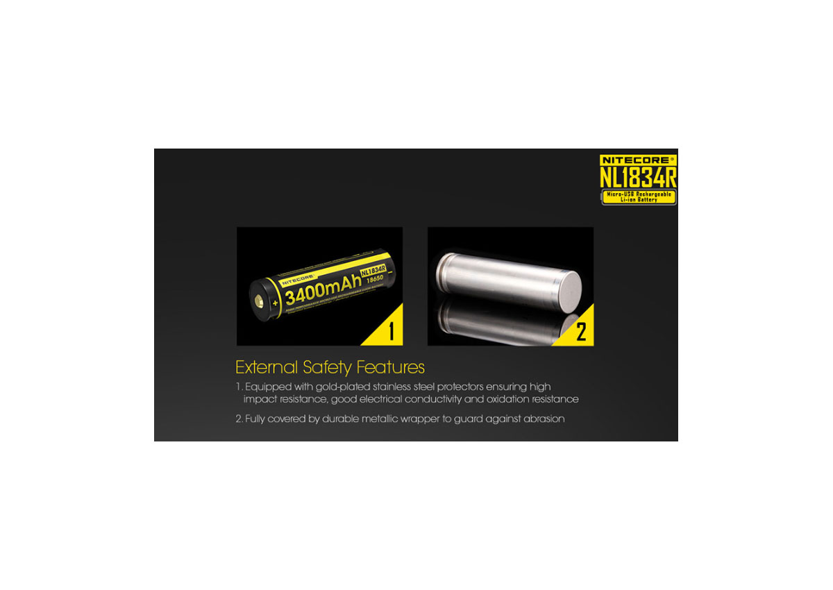 Μπαταρία 18650 / 3400mAh/Micro USB της Nitecore VAS094308 trazeras|AS094308