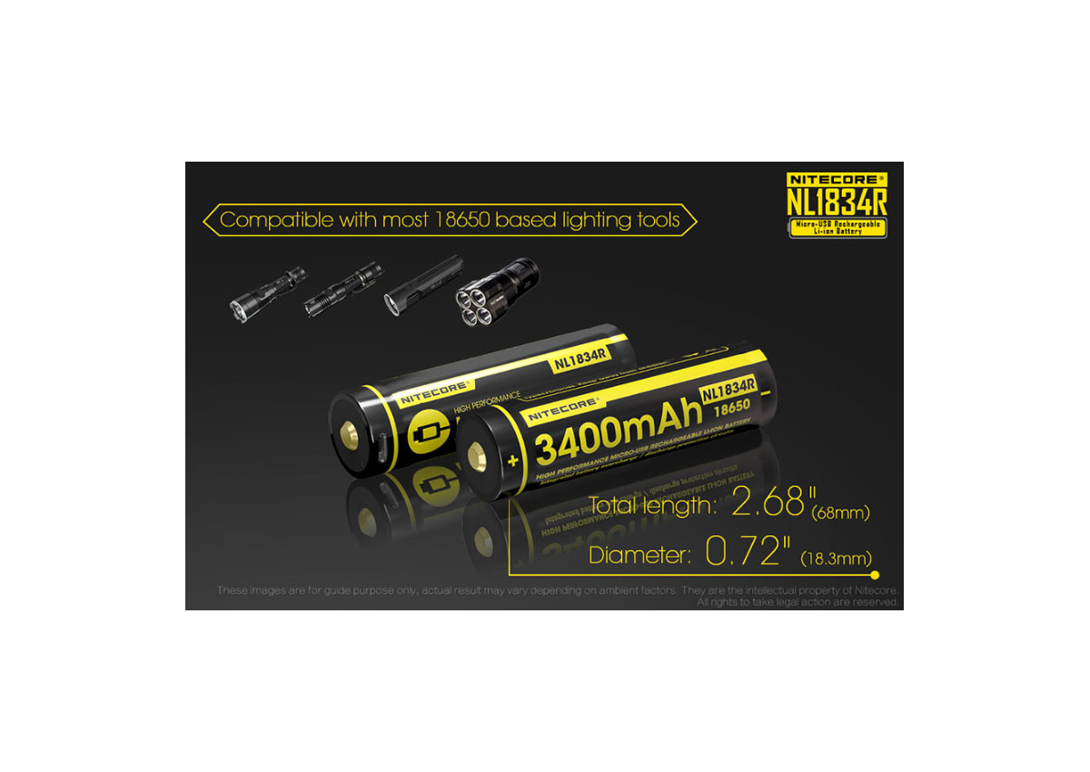 Μπαταρία 18650 / 3400mAh/Micro USB της Nitecore VAS094308 trazeras|AS094308
