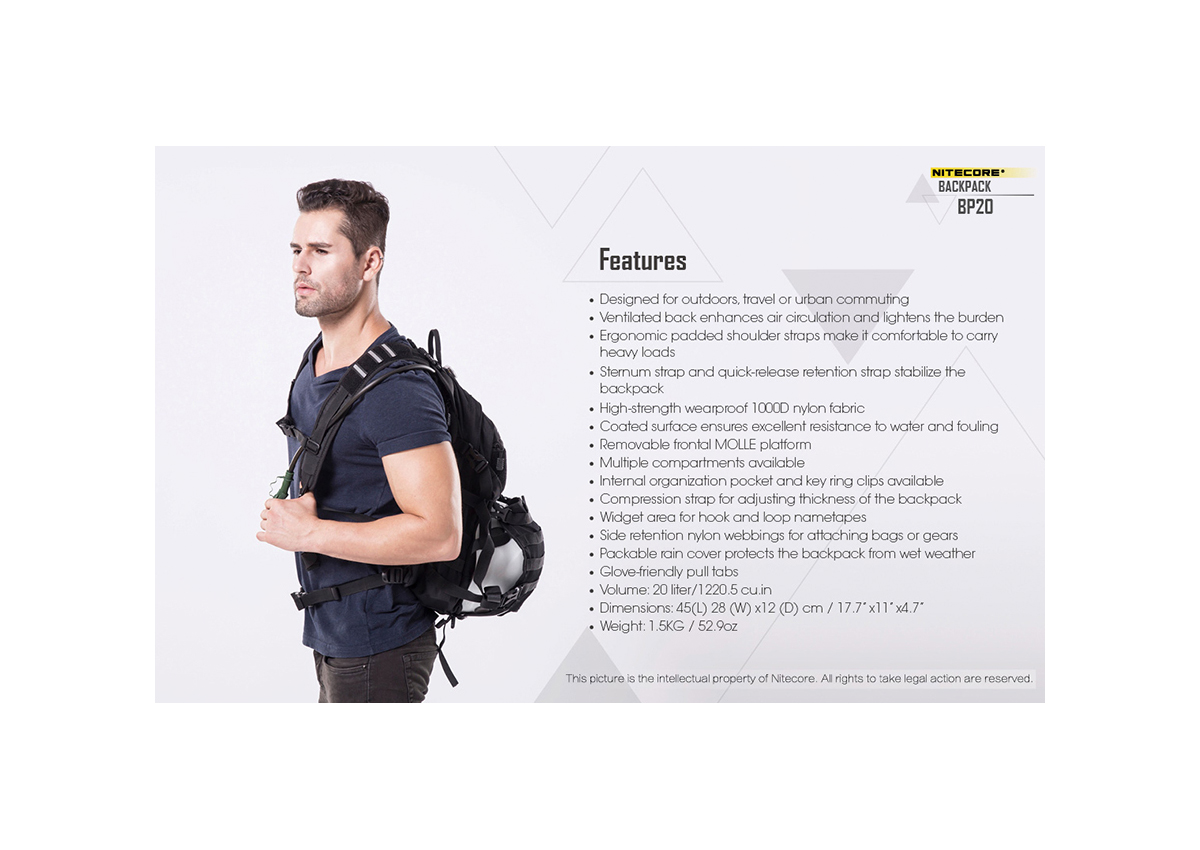 Σακίδιο Backpack BP20 της Nitecore VAS42226 trazeras|VAS42226
