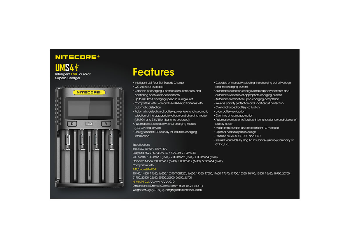 Φορτιστής UMS4 της Nitecore VAS42176 trazeras|VAS42176