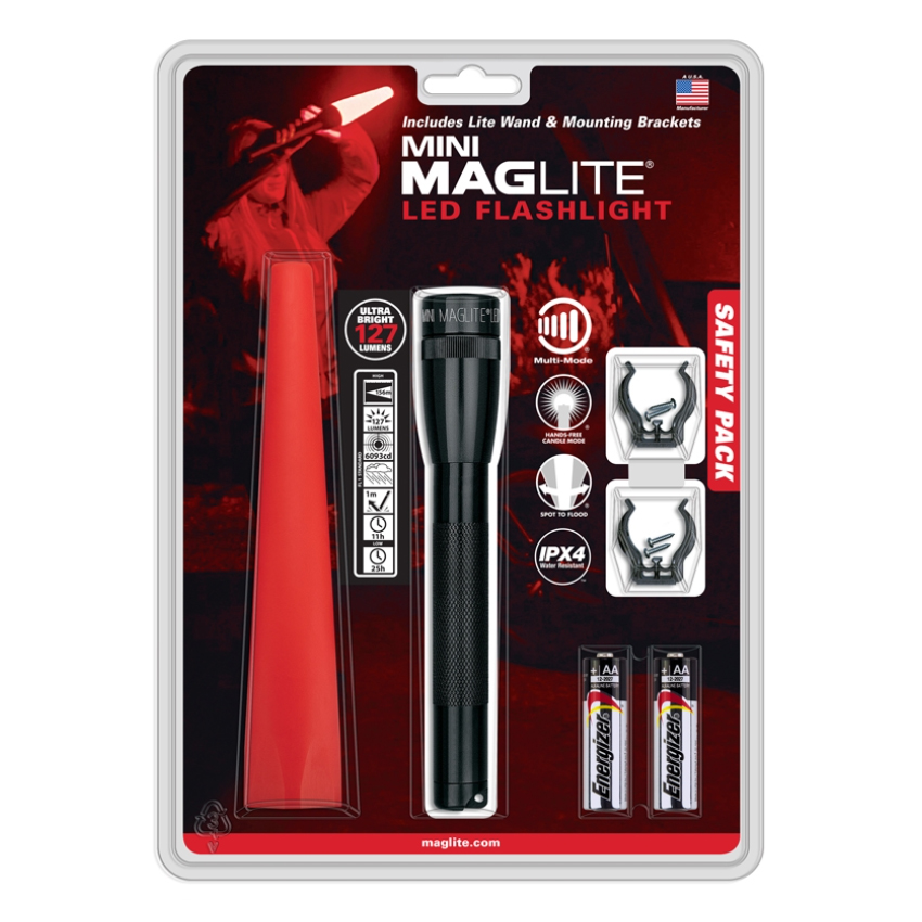Φακός SP2201G Mini Led (Μαύρο) και Κιτ Ασφαλείας (Κόκκινο) της Maglite EDI58069 trazeras|EDI58069
