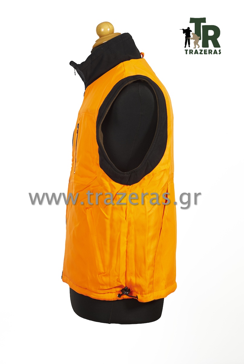 Αμάνικο Γιλέκο Κυνηγίου Fleece Διπλής Όψης (Χακί - Πορτοκαλί) της VA TRA13934 trazeras|TRA13934