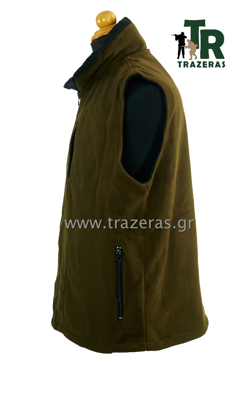 Αμάνικο Γιλέκο Κυνηγίου Fleece Διπλής Όψης (Χακί - Πορτοκαλί) της VA TRA13934 trazeras|TRA13934