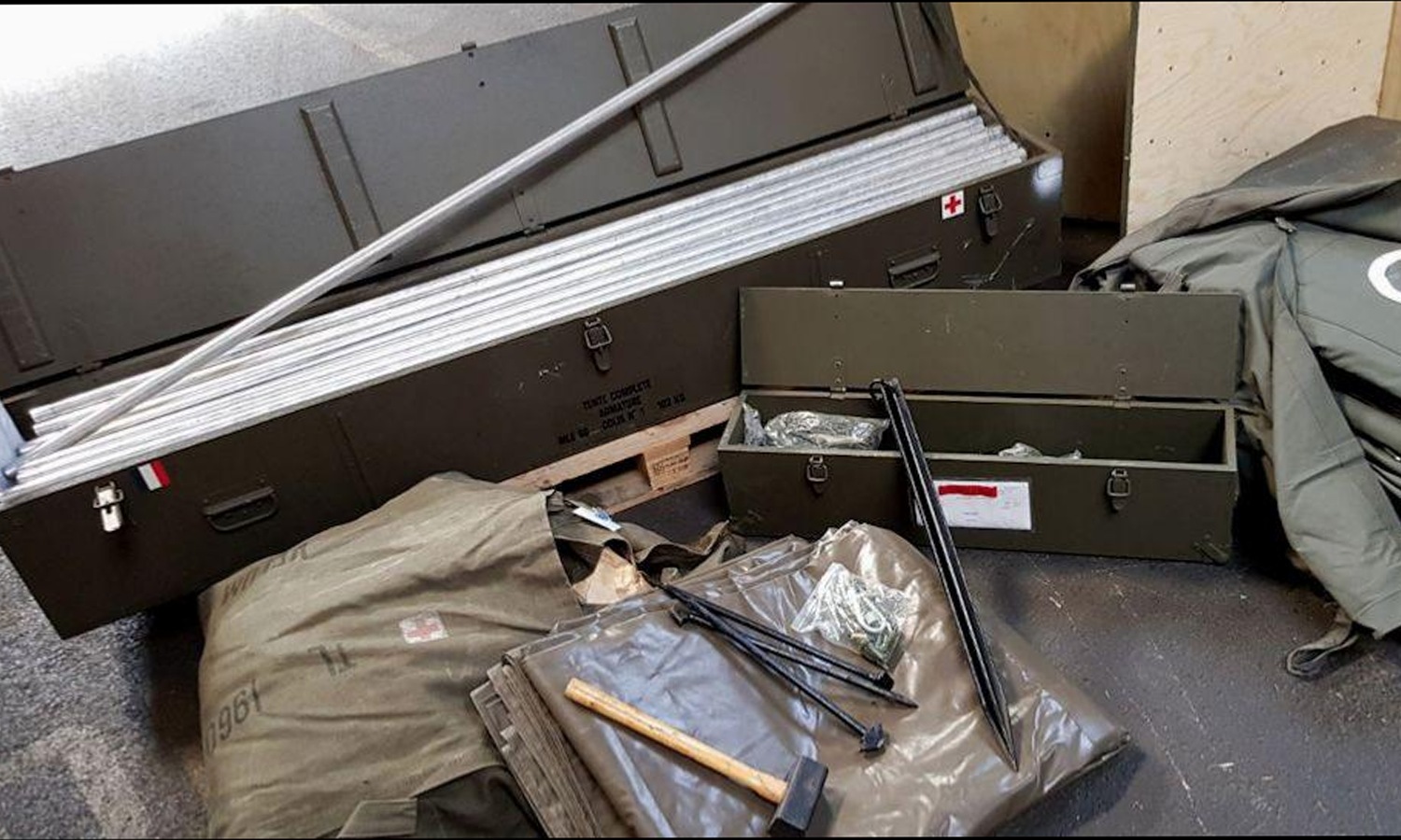 Στρατιωτική Γαλλική Σκηνή 8,30 x 5,7μ. OD Army Tent Polyester, Μεταχειρισμένη STU37898 trazeras|STU37898