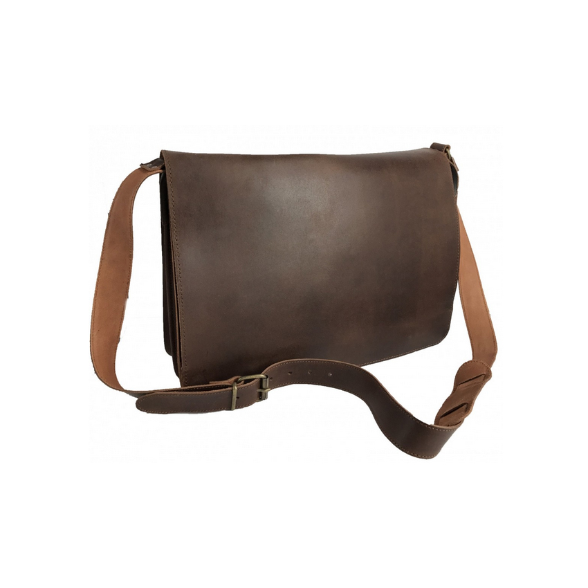Δερμάτινη Τσάντα Ταχυδρομική Unisex Mod.154 (Καφέ) της Kouros KOU32308 trazeras|KOU32308