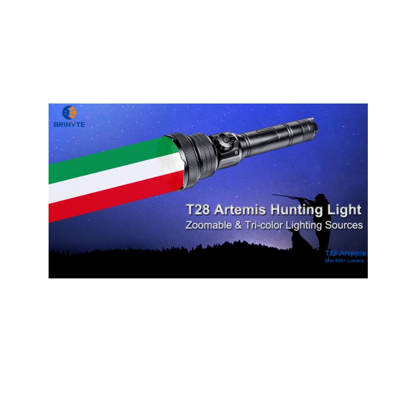 Φακός Κυνηγετικός Επαναφορτιζόμενος T28 Artemis 650Lm (Πράσινο / Άσπρο / Κόκκινο) της Brinyte AKA69635 trazeras|AKA69635