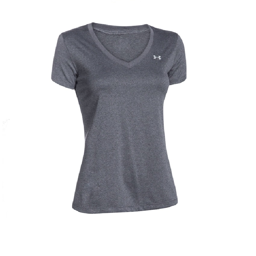 Γυναικείο Κοντομάνικο Τ-shirt με V Λαιμόκοψη Tech Twist (Γκρι) της Under Armour SRS68837 trazeras|SRS68837