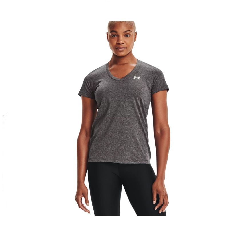Γυναικείο Κοντομάνικο Τ-shirt με V Λαιμόκοψη Tech Twist (Γκρι) της Under Armour SRS68837 trazeras|SRS68837