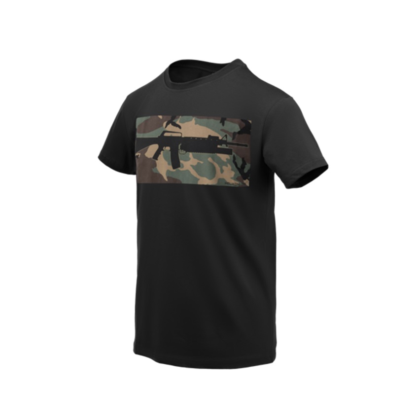 Βαμβακερή Κοντομάνικη Μπλούζα T-Shirt 16/203 Combo (Black / US Woodland) Helikon-Tex LIK78575 trazeras|LIK78575