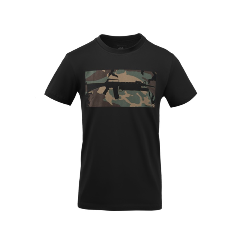 Βαμβακερή Κοντομάνικη Μπλούζα T-Shirt 16/203 Combo (Black / US Woodland) Helikon-Tex LIK78575 trazeras|LIK78575
