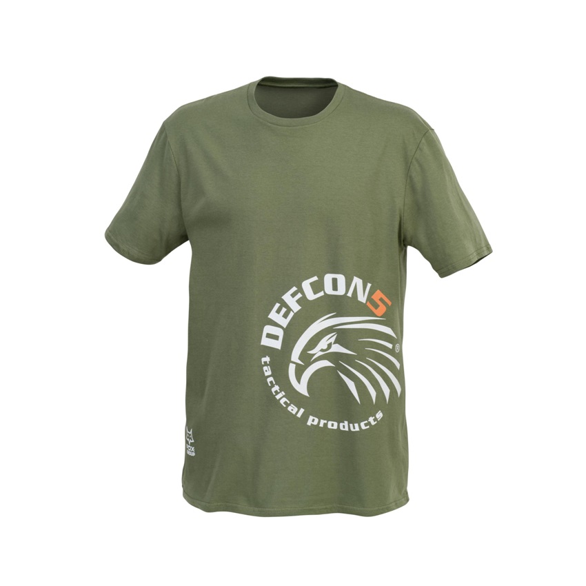 Βαμβακερό Κοντομάνικο T-Shirt με Διπλό Logo Double (OD Green) της Defcon5 DEF79103 trazeras|DEF79103