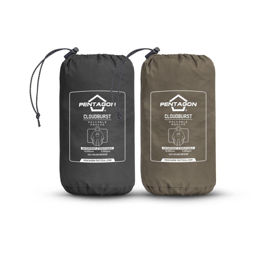 Αδιάβροχο Αναδιπλούμενο Πόντσο Cloudburst Packable Rain Poncho (Black) της Pentagon PEN80210 trazeras|PEN80210
