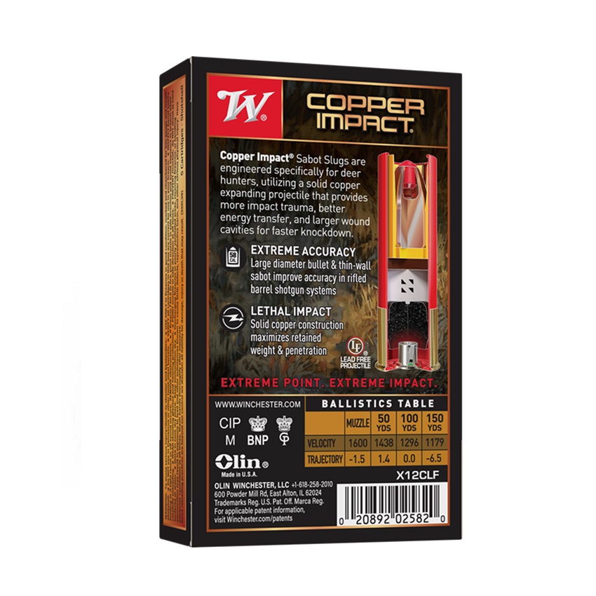 Φυσίγγια Copper Impact Sabot Μονόβολο 12ga της Winchester KAL81543 trazeras|KAL81543