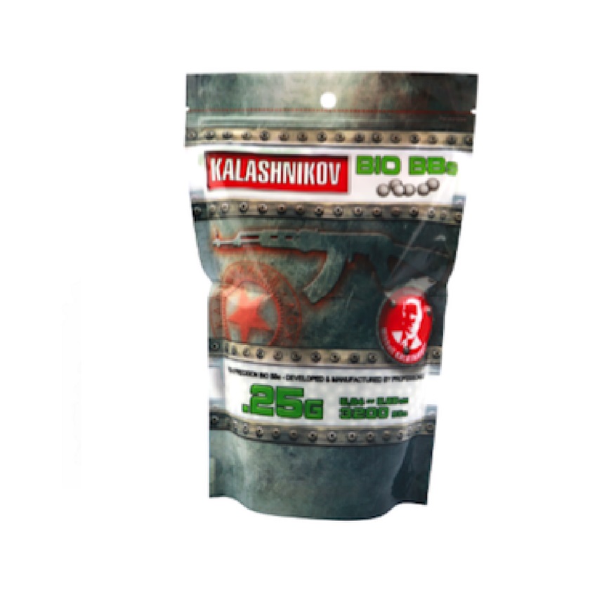 Πλαστικές Βολίδες BB's Βιοδιασπώμενες 0,25g 6mm Σακούλα 3200pcs / C20 της Kalashnikov KAL81646 trazeras|KAL81646