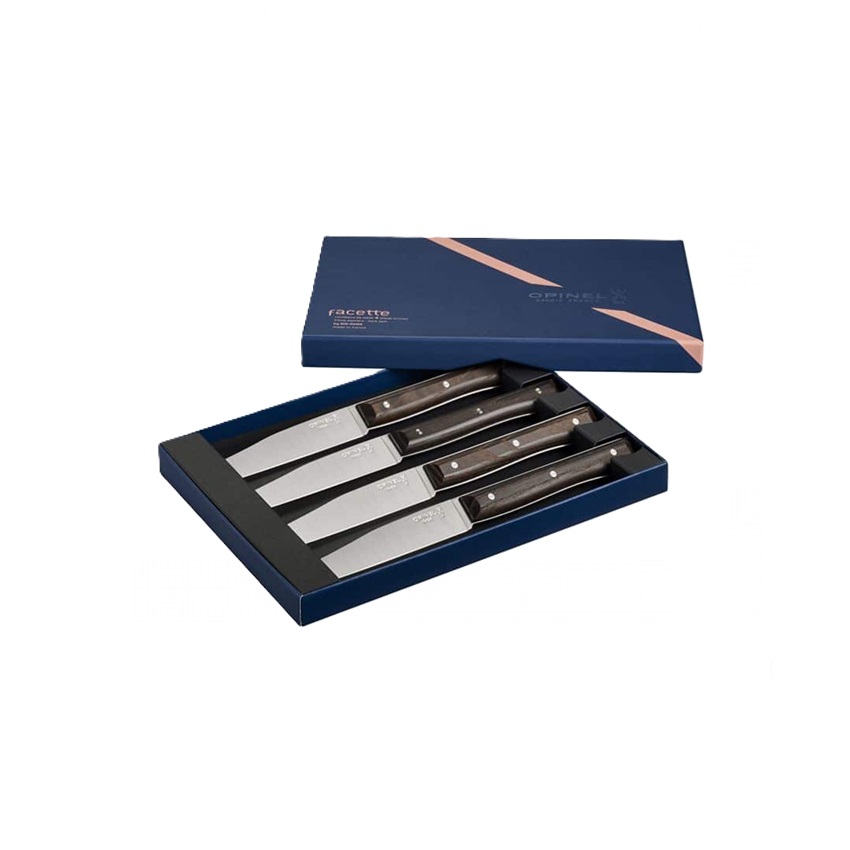 Σετ 4 Ανοξείδωτα Μαχαίρια Κουζίνας Facette Dark Ash της Opinel VRA81986 trazeras|VRA81986