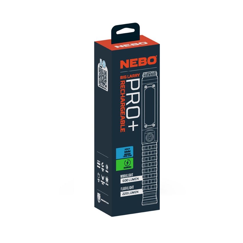 Αδιάβροχος Επαναφορτιζόμενος Φακός Big Larry Pro+ 600Lm της Nebo NEB84403 trazeras|NEB84403
