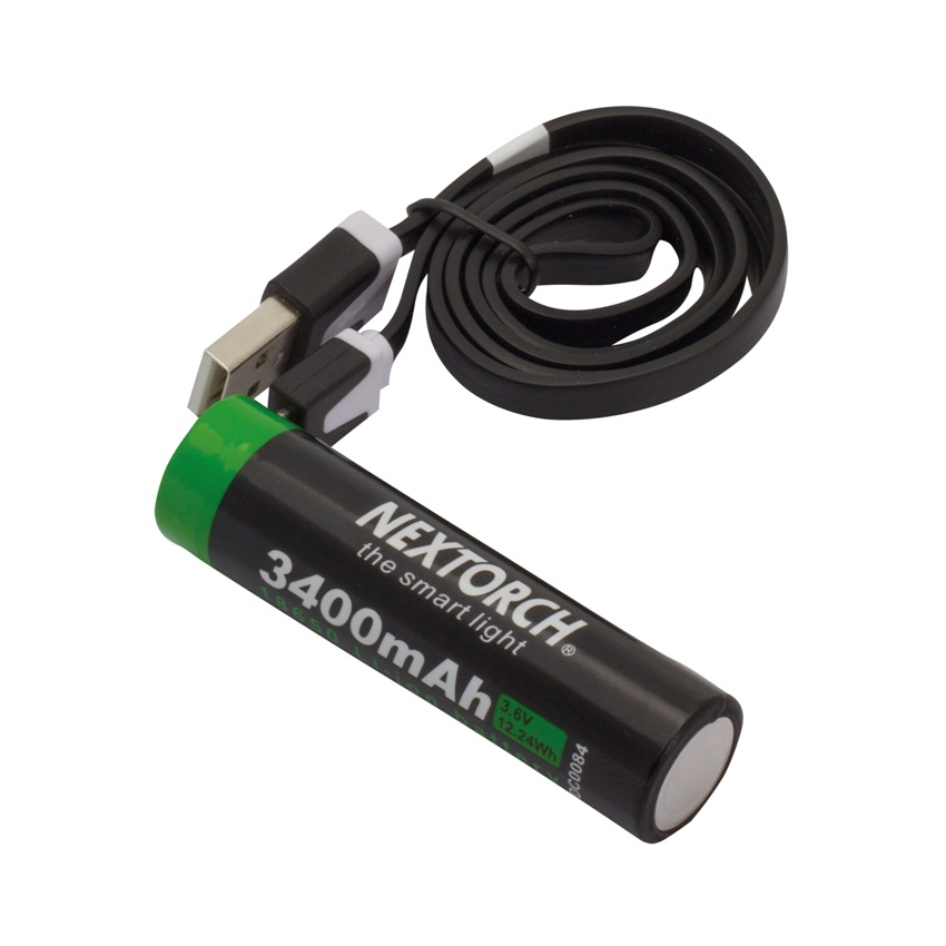 Επαναφορτιζόμενη Μπαταρία 18650 USB Lithium ION 3,6V 3400mh της Nextorch SRS75453 trazeras|SRS75453