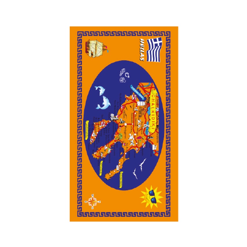 Πετσέτα Θαλάσσης Χάρτης Χαλκιδικής (Orange) της Nysa NYS76393 trazeras|NYS76393